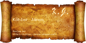 Köhler János névjegykártya